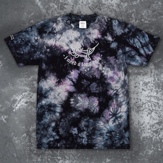 'I Need A Long Rest' - Premium Full-Size Embroidered Tie-dye T-Shirt